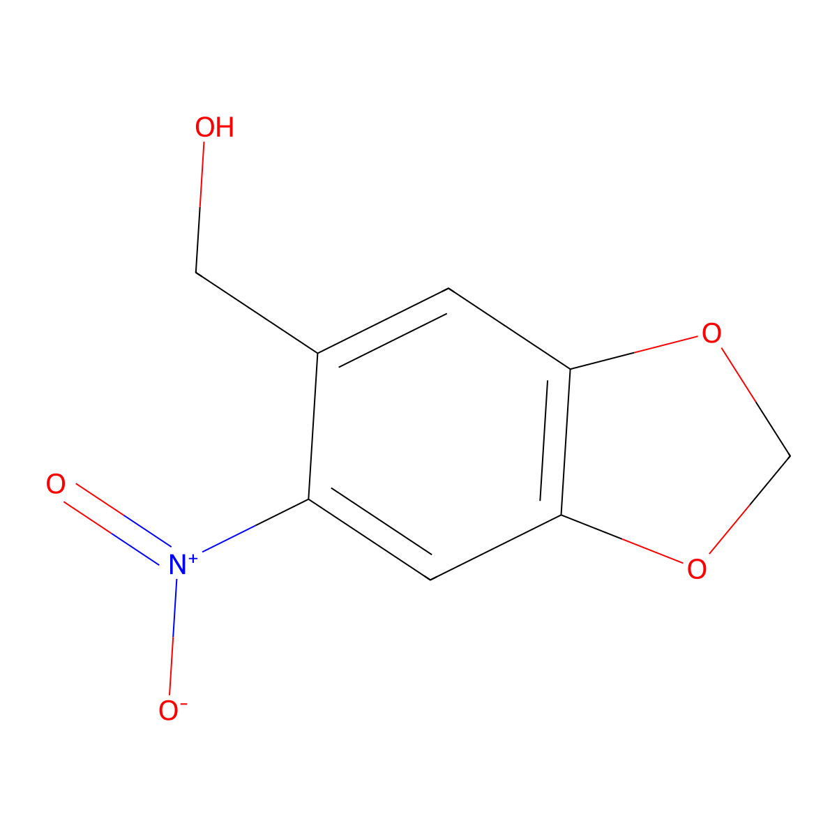 6-Nitro-1,3-benzodioxole-5-methanol molecular structure, CAS 15341-08-9