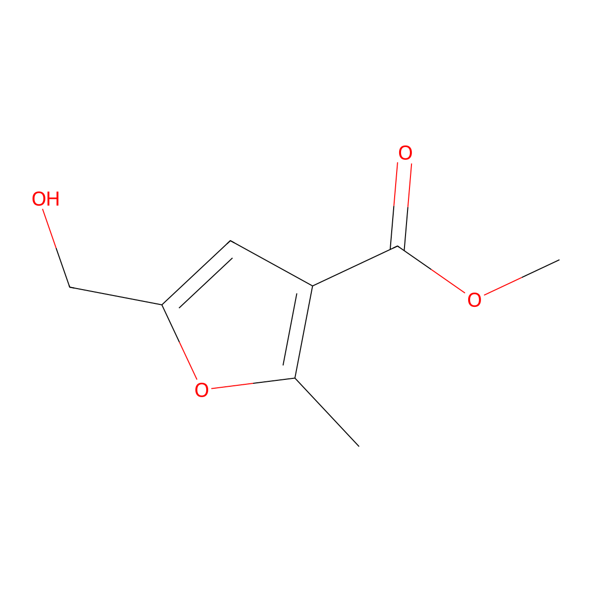 Methyl 5-(hydroxymethyl)-2-methyl-3-furoate molecular structure, CAS 15341-69-2