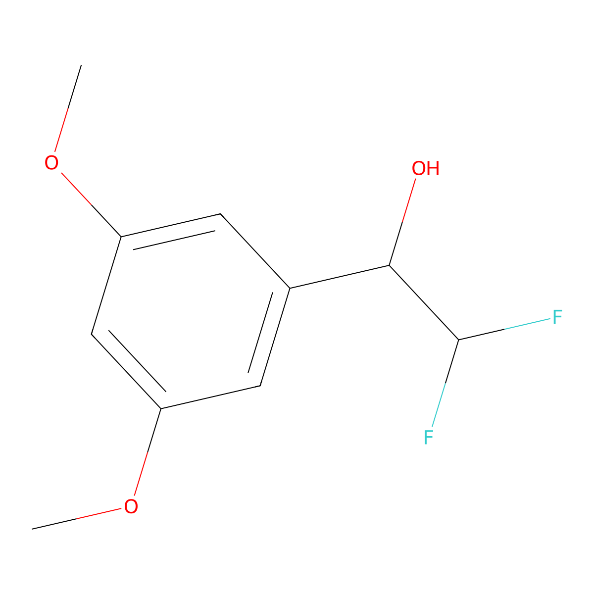 1-(3,5-Dimethoxyphenyl)-2,2-difluoroethan-1-ol molecular structure, CAS 1534104-58-9