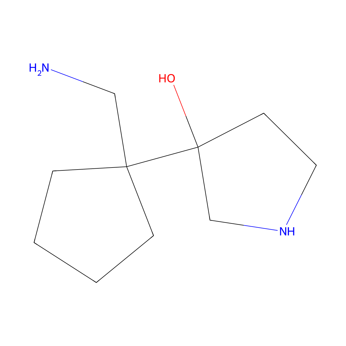 3-[1-(Aminomethyl)cyclopentyl]pyrrolidin-3-OL molecular structure, CAS 1534150-64-5