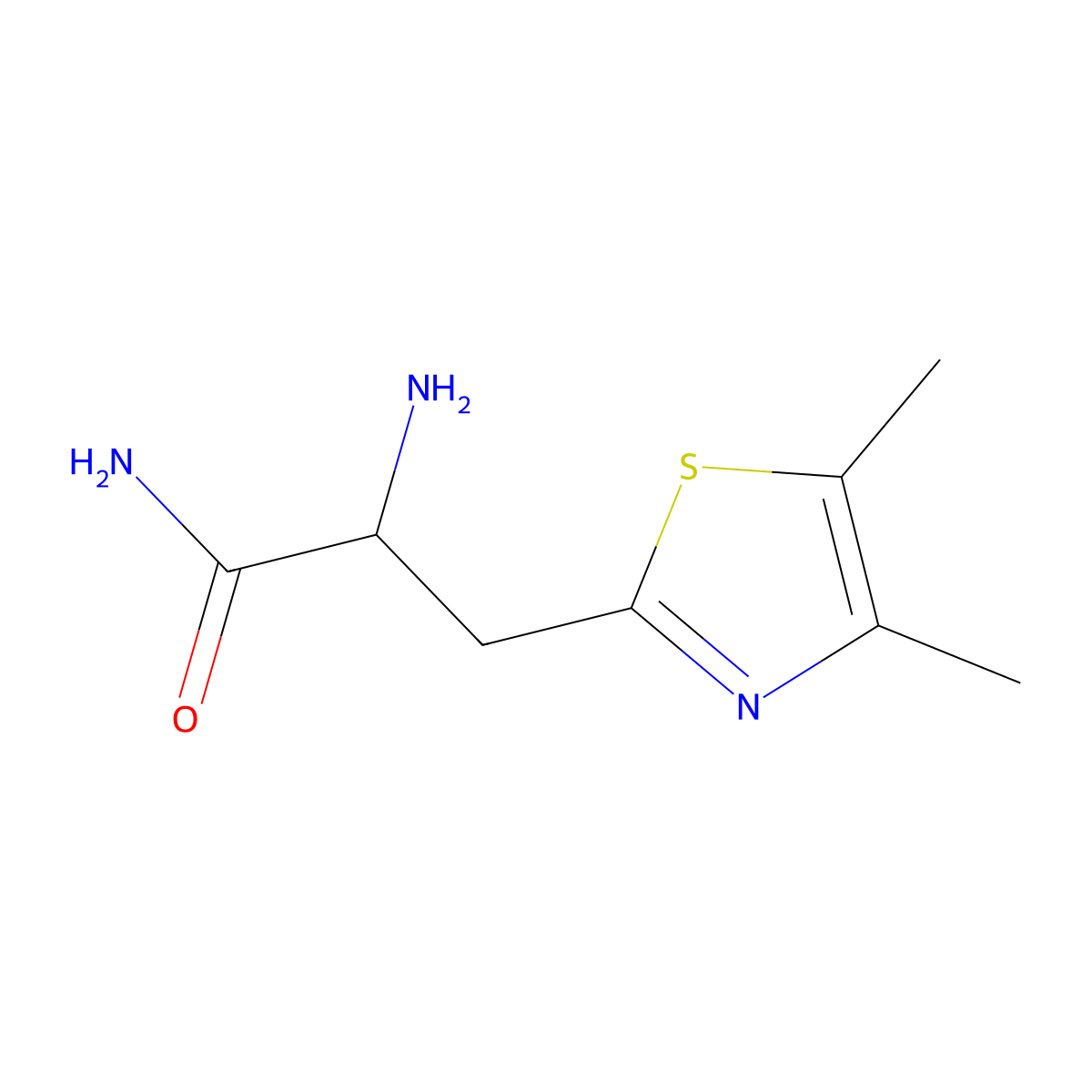 2-Amino-3-(dimethyl-1,3-thiazol-2-YL)propanamide molecular structure, CAS 1534192-80-7