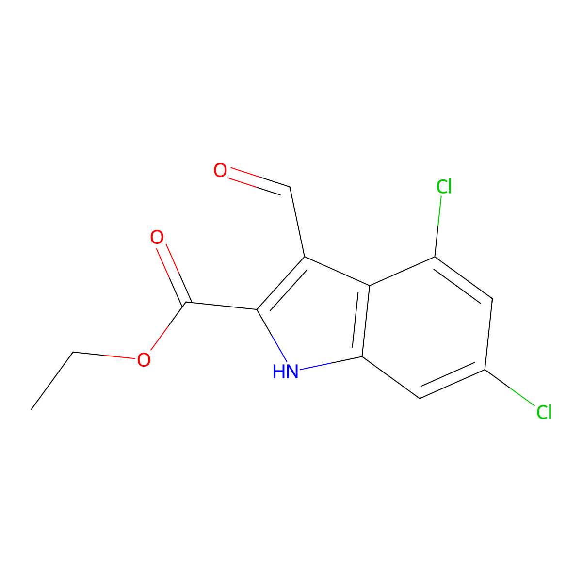 ethyl 4,6-dichloro-3-formyl-1H-indole-2-carboxylate molecular structure, CAS 153435-96-2
