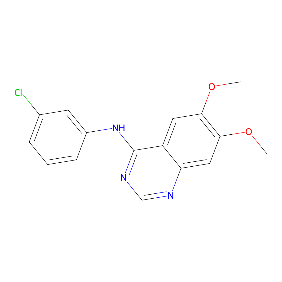 N-(3-Chlorophenyl)-6,7-dimethoxy-4-quinazolinamine molecular structure, CAS 153436-53-4