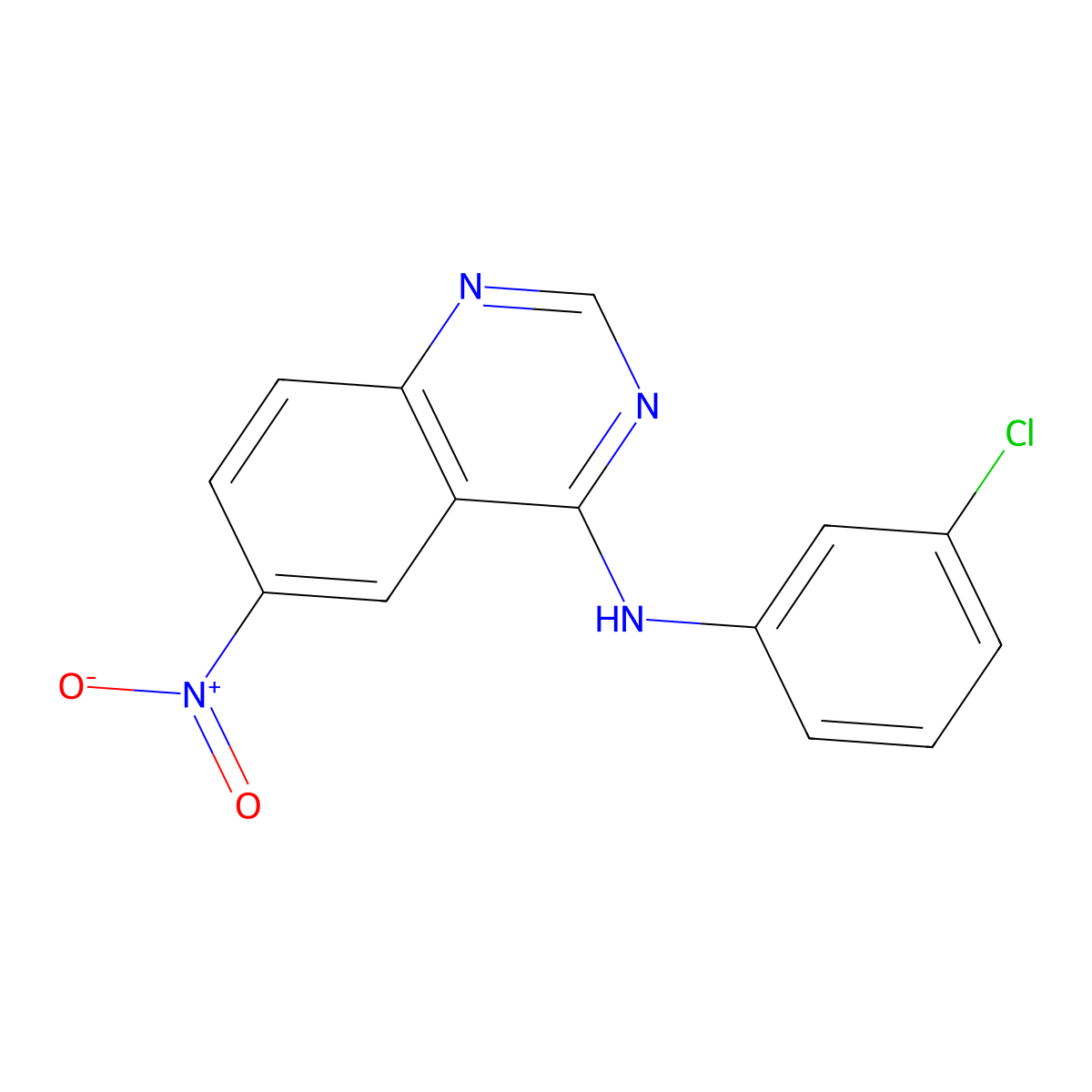 N-(3-chlorophenyl)-6-nitroquinazolin-4-amine molecular structure, CAS 153436-72-7