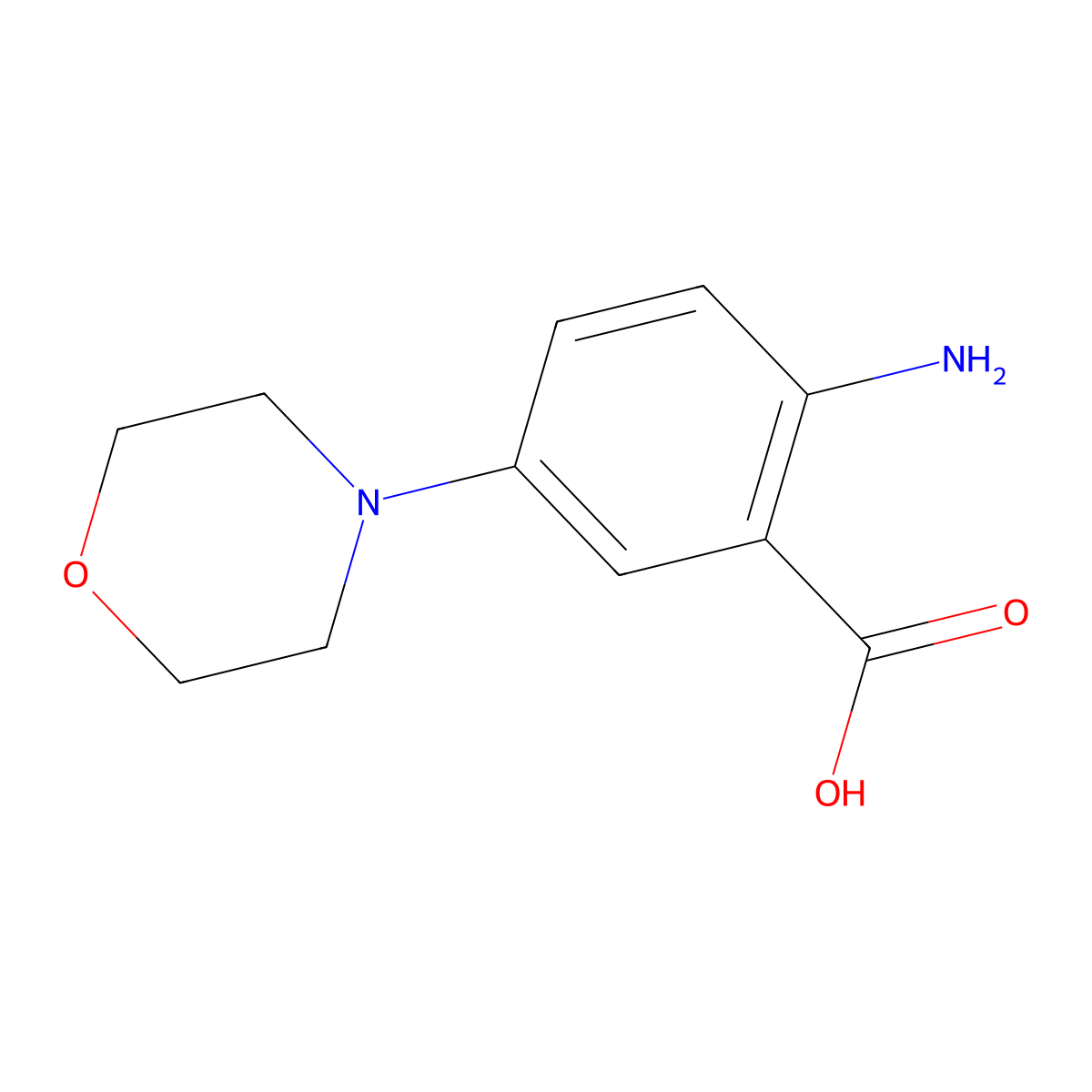 2-Amino-5-(4-morpholinyl)benzoic acid molecular structure, CAS 153437-52-6