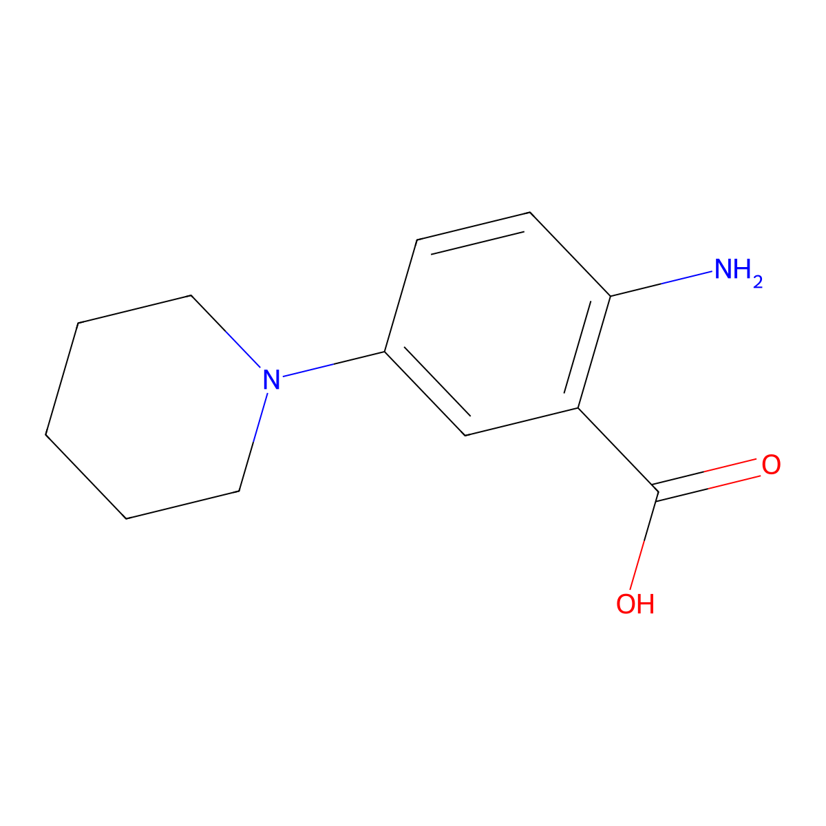 2-Amino-5-(1-piperidinyl)-benzoic acid molecular structure, CAS 153437-58-2