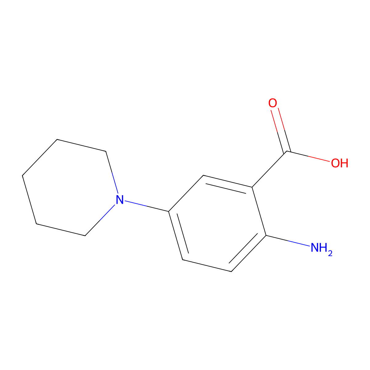 2-Amino-5-(1-piperidinyl)-benzoic acid molecular structure, CAS 153437-58-2