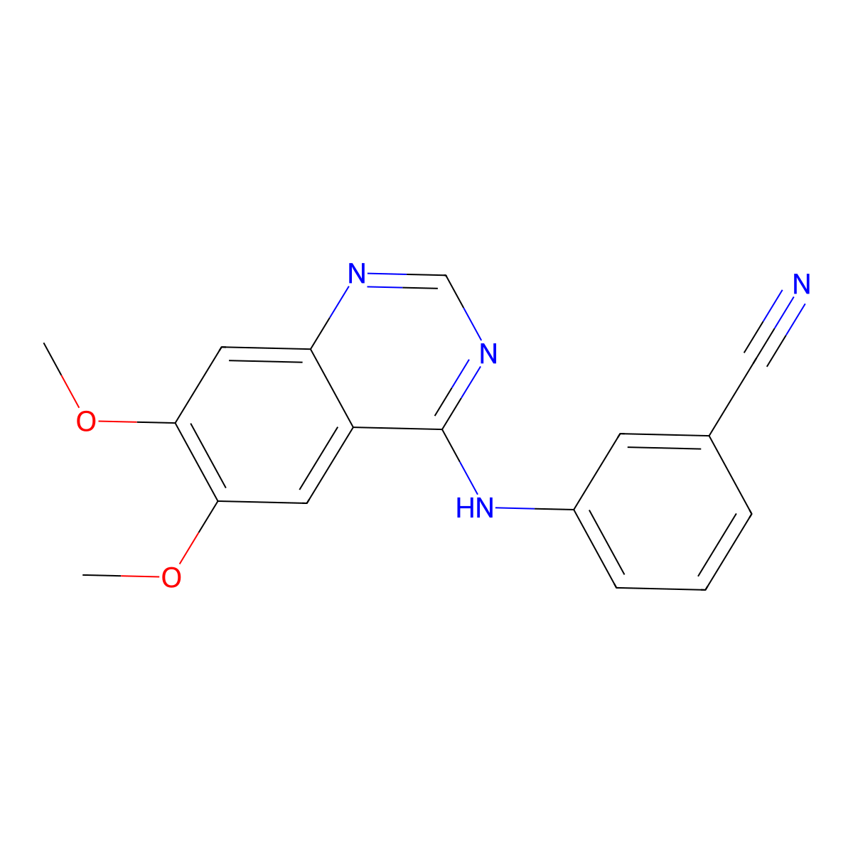 3-[(6,7-Dimethoxyquinazolin-4-yl)amino]benzonitrile molecular structure, CAS 153437-65-1