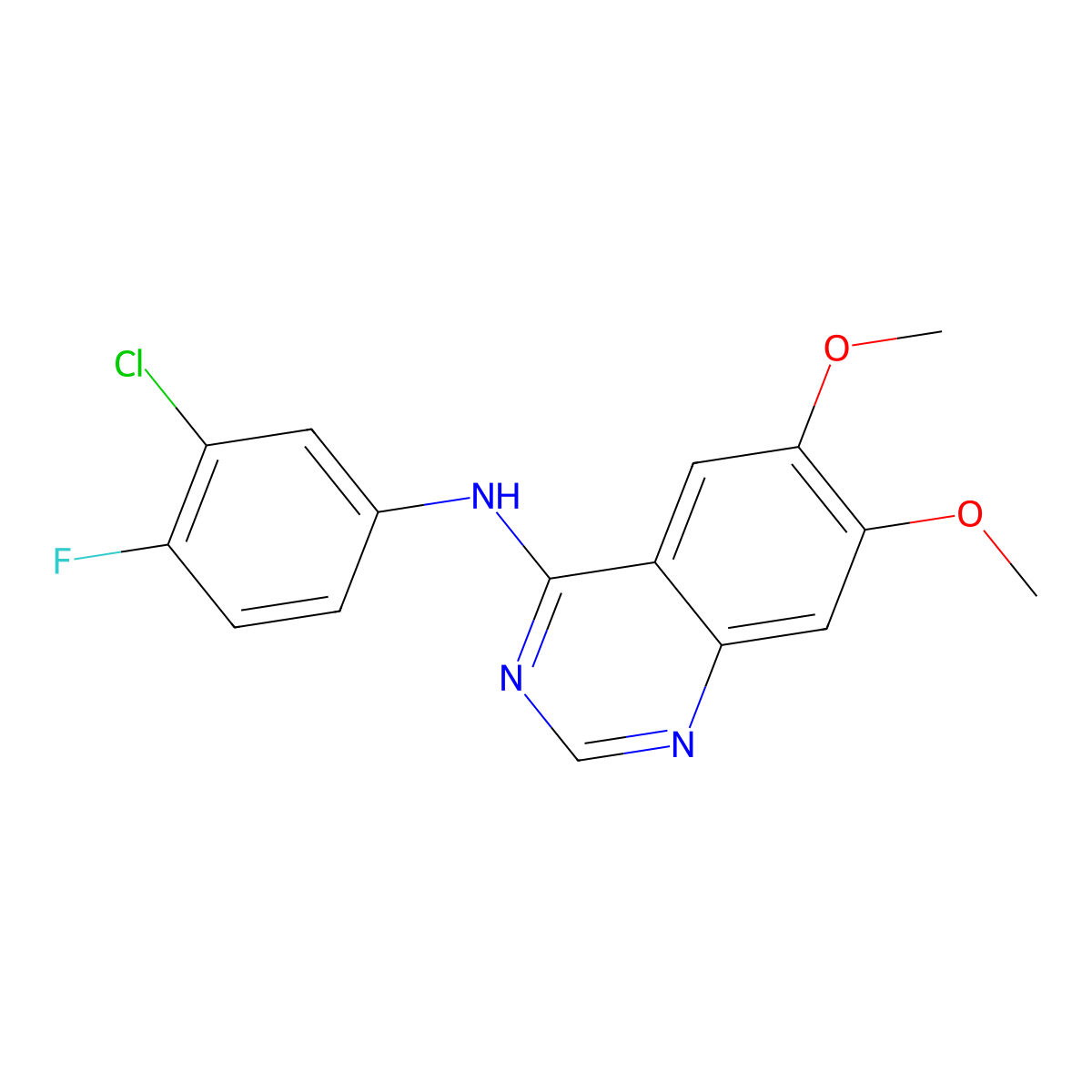 N-(3-chloro-4-fluorophenyl)-6,7-dimethoxyquinazolin-4-amine molecular structure, CAS 153437-78-6