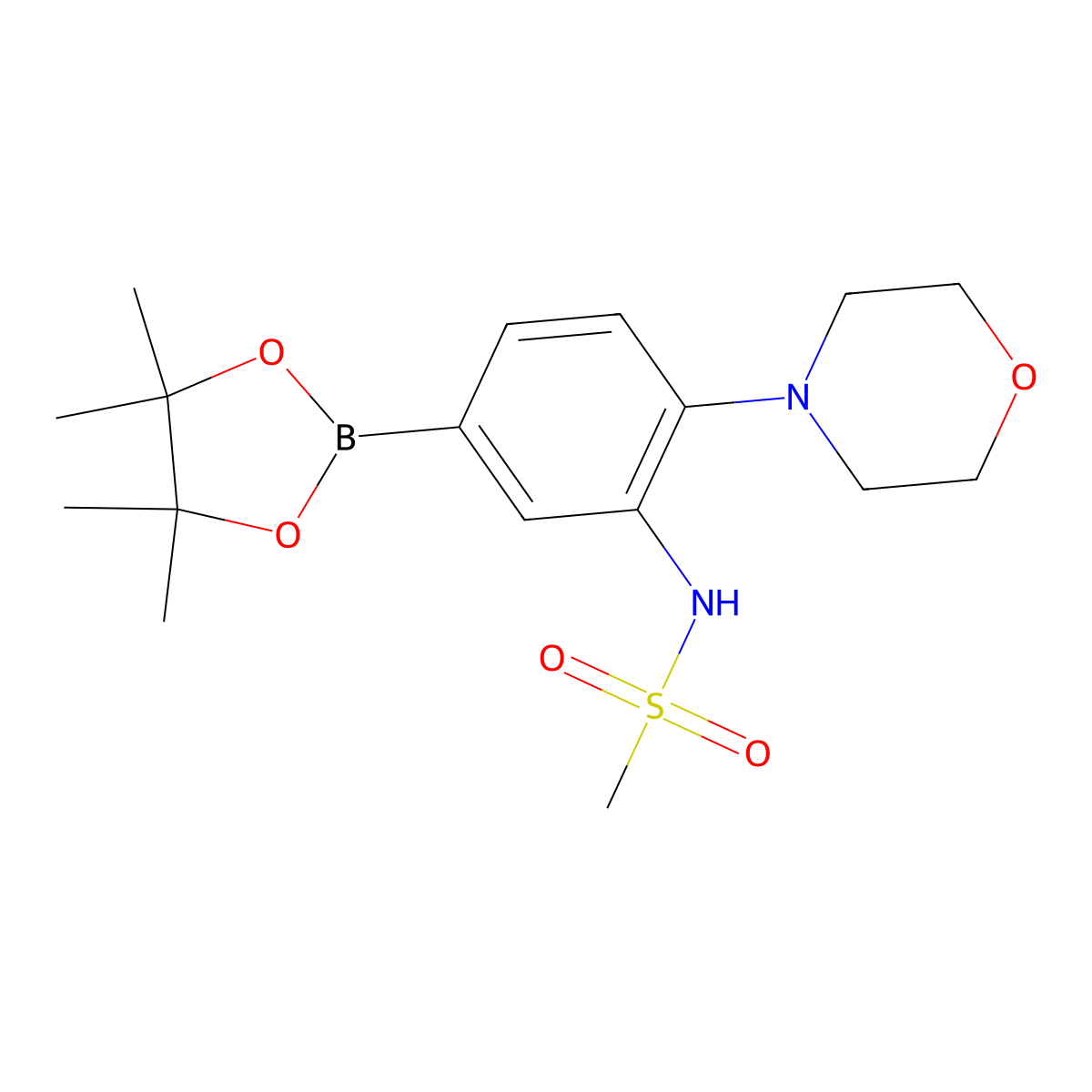 N-(2-Morpholino-5-(4,4,5,5-tetramethyl-1,3,2-dioxaborolan-2-YL)phenyl)methanesulfonamide molecular structure, CAS 1534377-37-1
