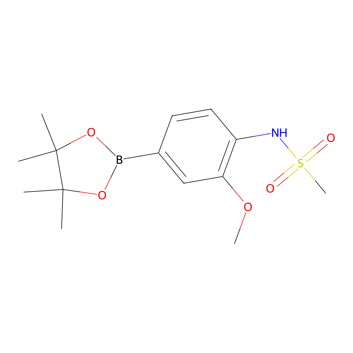 N-(2-methoxy-4-(4,4,5,5-tetramethyl-1,3,2-dioxaborolan-2-yl)phenyl)methanesulfonamide molecular structure, CAS 1534377-39-3