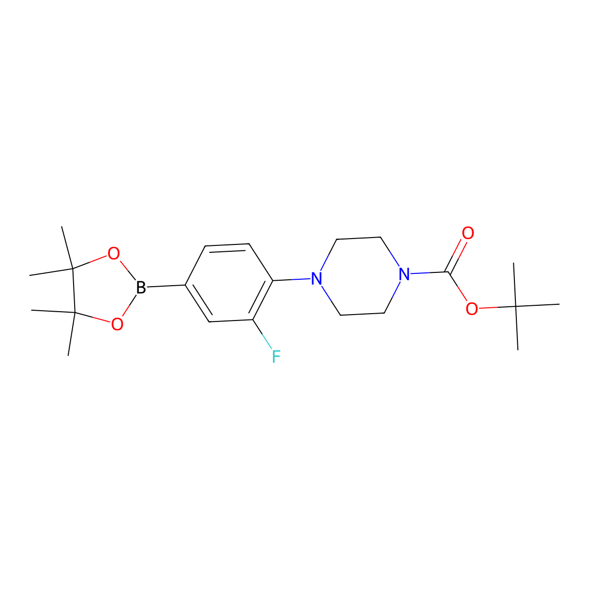 Tert-butyl 4-(2-fluoro-4-(4,4,5,5-tetramethyl-1,3,2-dioxaborolan-2-yl)phenyl)piperazine-1-carboxylate molecular structure, CAS 1534377-96-2