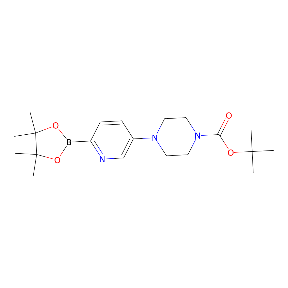 tert-Butyl 4-(6-(4,4,5,5-tetramethyl-1,3,2-dioxaborolan-2-yl)pyridin-3-yl)piperazine-1-carboxylate molecular structure, CAS 1534377-98-4