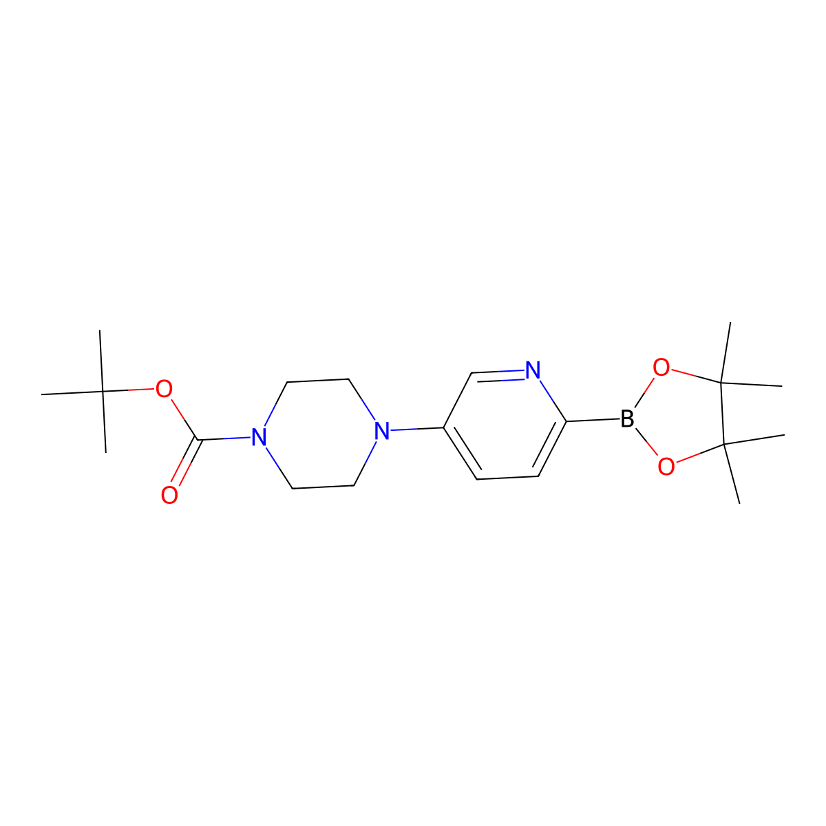 tert-Butyl 4-(6-(4,4,5,5-tetramethyl-1,3,2-dioxaborolan-2-yl)pyridin-3-yl)piperazine-1-carboxylate molecular structure, CAS 1534377-98-4