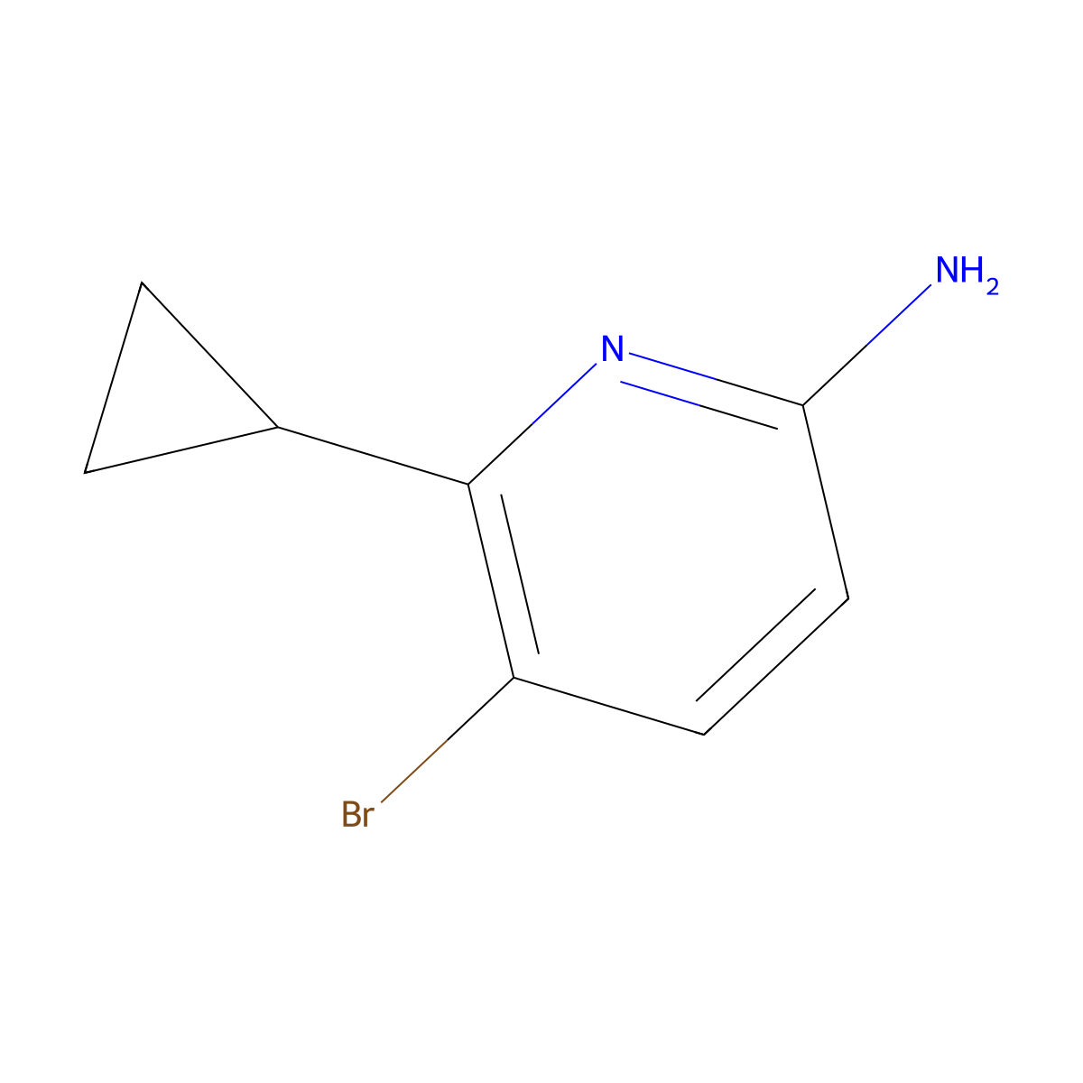 5-Bromo-6-cyclopropylpyridin-2-amine molecular structure, CAS 1534378-01-2