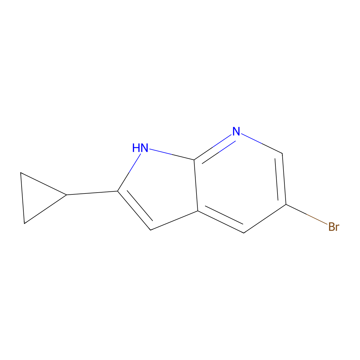 5-bromo-2-cyclopropyl-1H-pyrrolo[2,3-b]pyridine molecular structure, CAS 1534381-80-0