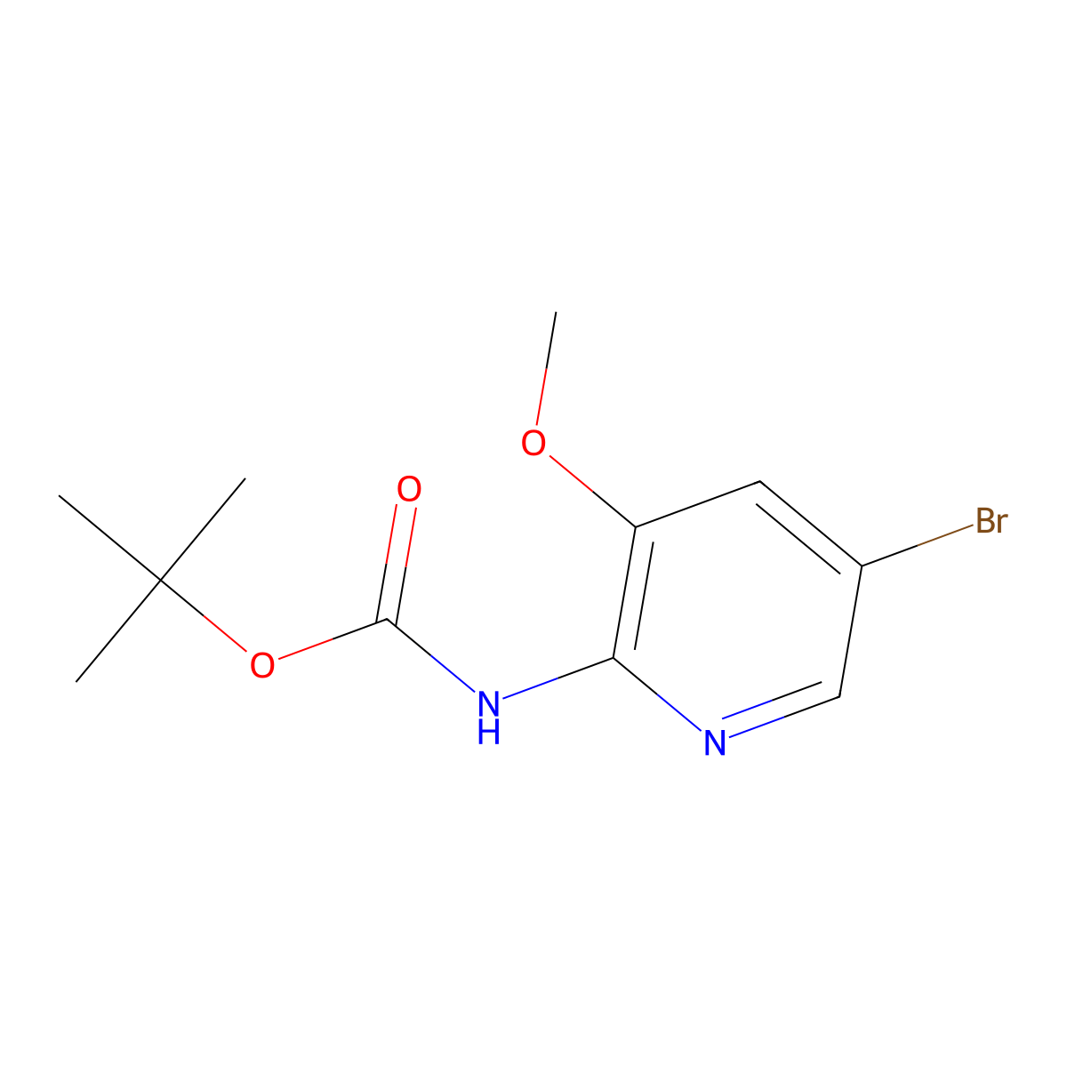 tert-butyl N-(5-bromo-3-methoxypyridin-2-yl)carbamate molecular structure, CAS 1534381-84-4