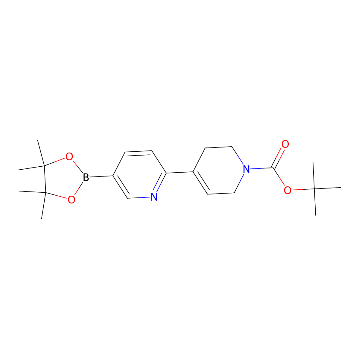 tert-butyl 4-[5-(4,4,5,5-tetramethyl-1,3,2-dioxaborolan-2-yl)-2-pyridyl]-3,6-dihydro-2H-pyridine-1-carboxylate molecular structure, CAS 1534381-85-5
