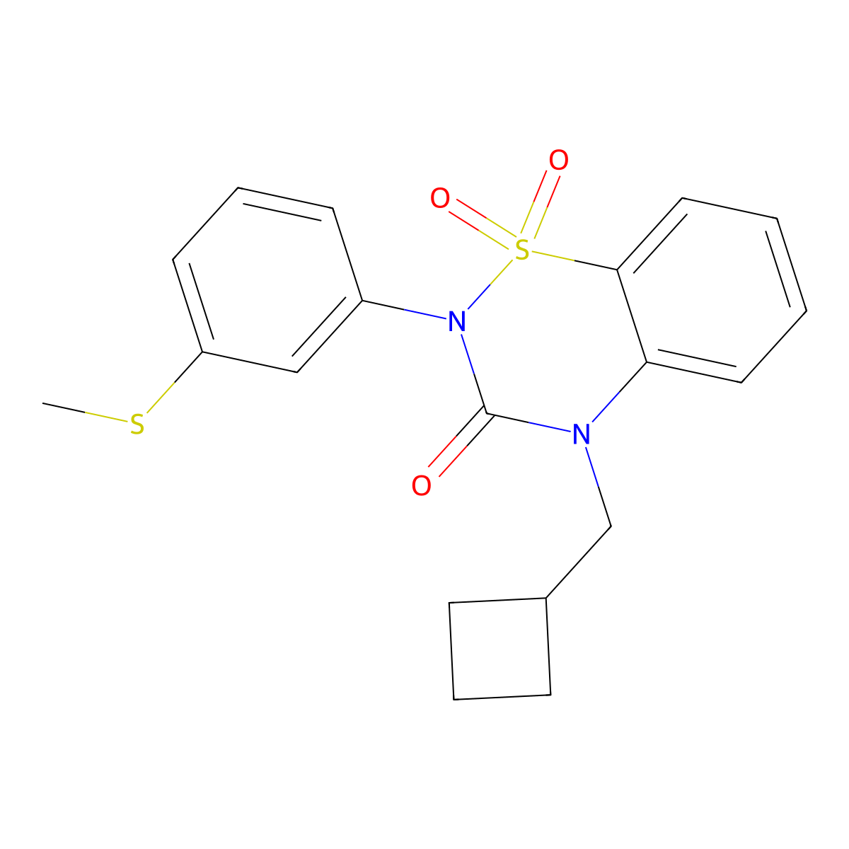 4-(Cyclobutylmethyl)-2-(3-methylsulfanylphenyl)-1,1-dioxo-1lambda6,2,4-benzothiadiazin-3-one molecular structure, CAS 1534388-09-4