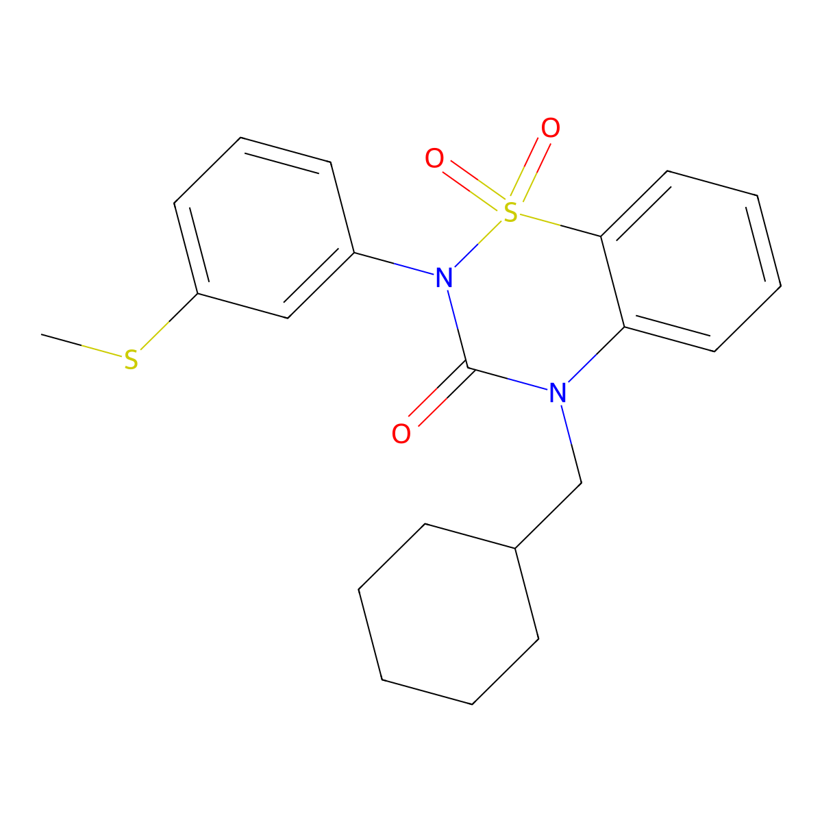 4-(Cyclohexylmethyl)-2-(3-methylsulfanylphenyl)-1,1-dioxo-1lambda6,2,4-benzothiadiazin-3-one molecular structure, CAS 1534388-10-7