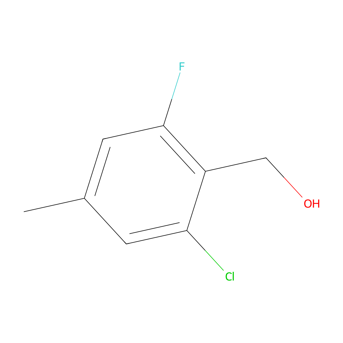 (2-Chloro-6-fluoro-4-methylphenyl)methanol molecular structure, CAS 1534389-87-1