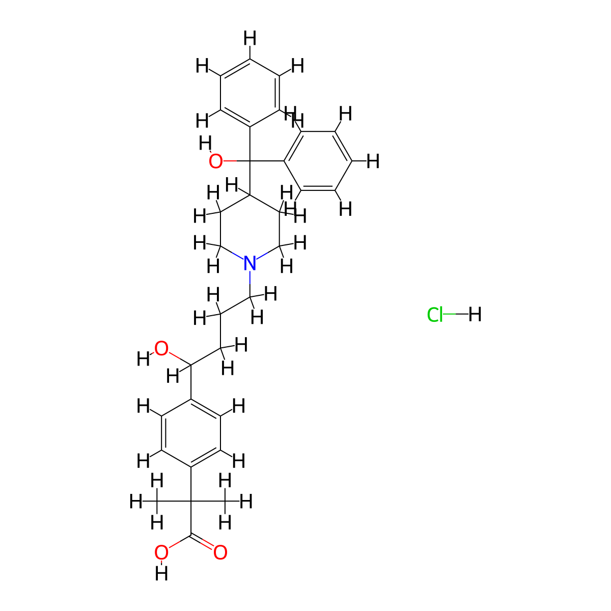 Fexofenadine Hydrochloride molecular structure, CAS 153439-40-8