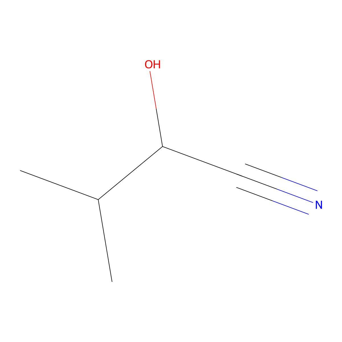 2-Hydroxy-3-methylbutanenitrile molecular structure, CAS 15344-34-0