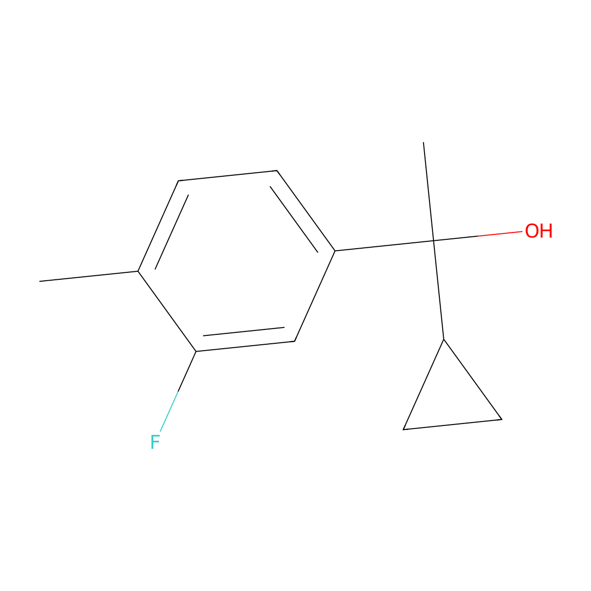 1-Cyclopropyl-1-(3-fluoro-4-methylphenyl)ethanol molecular structure, CAS 1534439-19-4