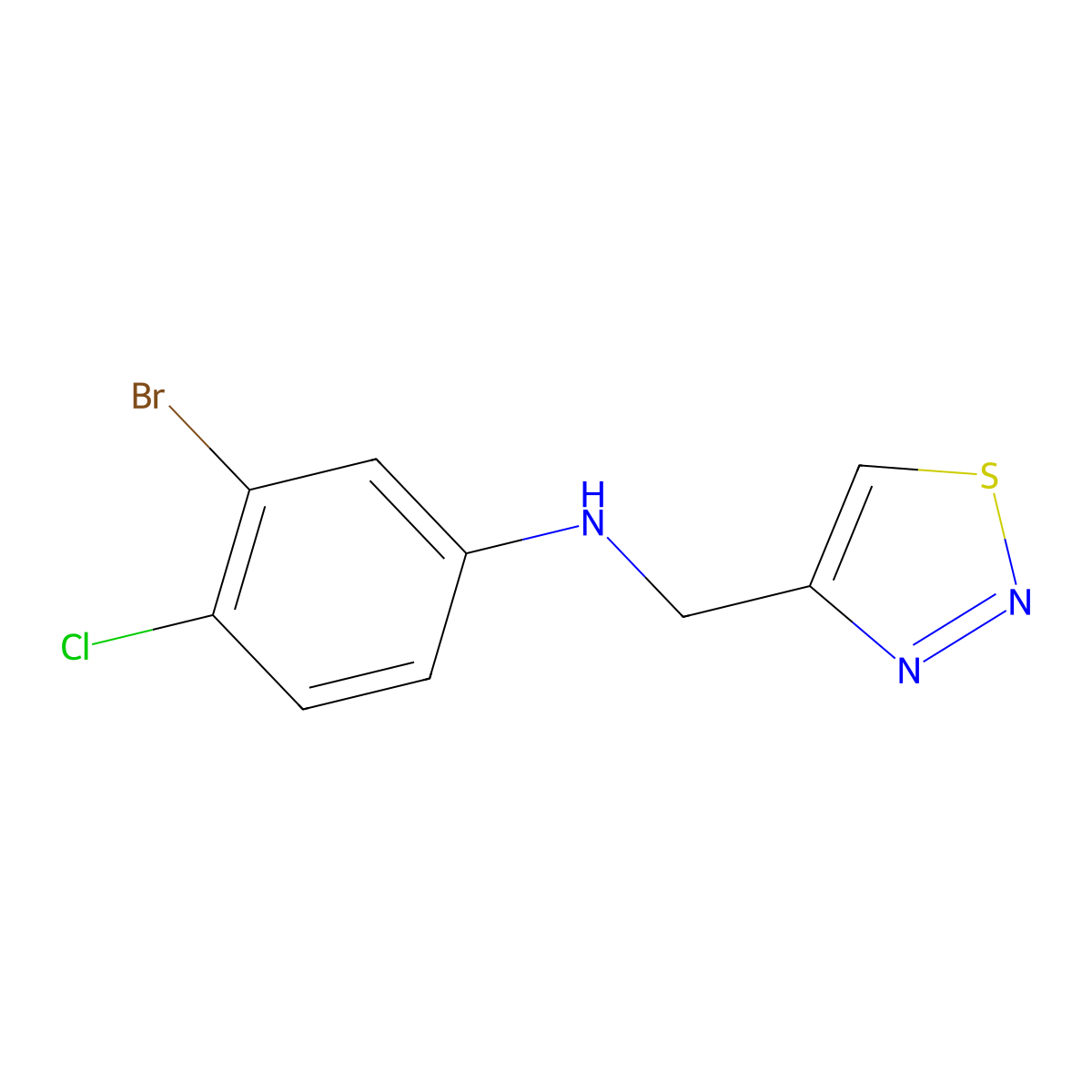 3-bromo-4-chloro-N-[(1,2,3-thiadiazol-4-yl)methyl]aniline molecular structure, CAS 1534449-31-4