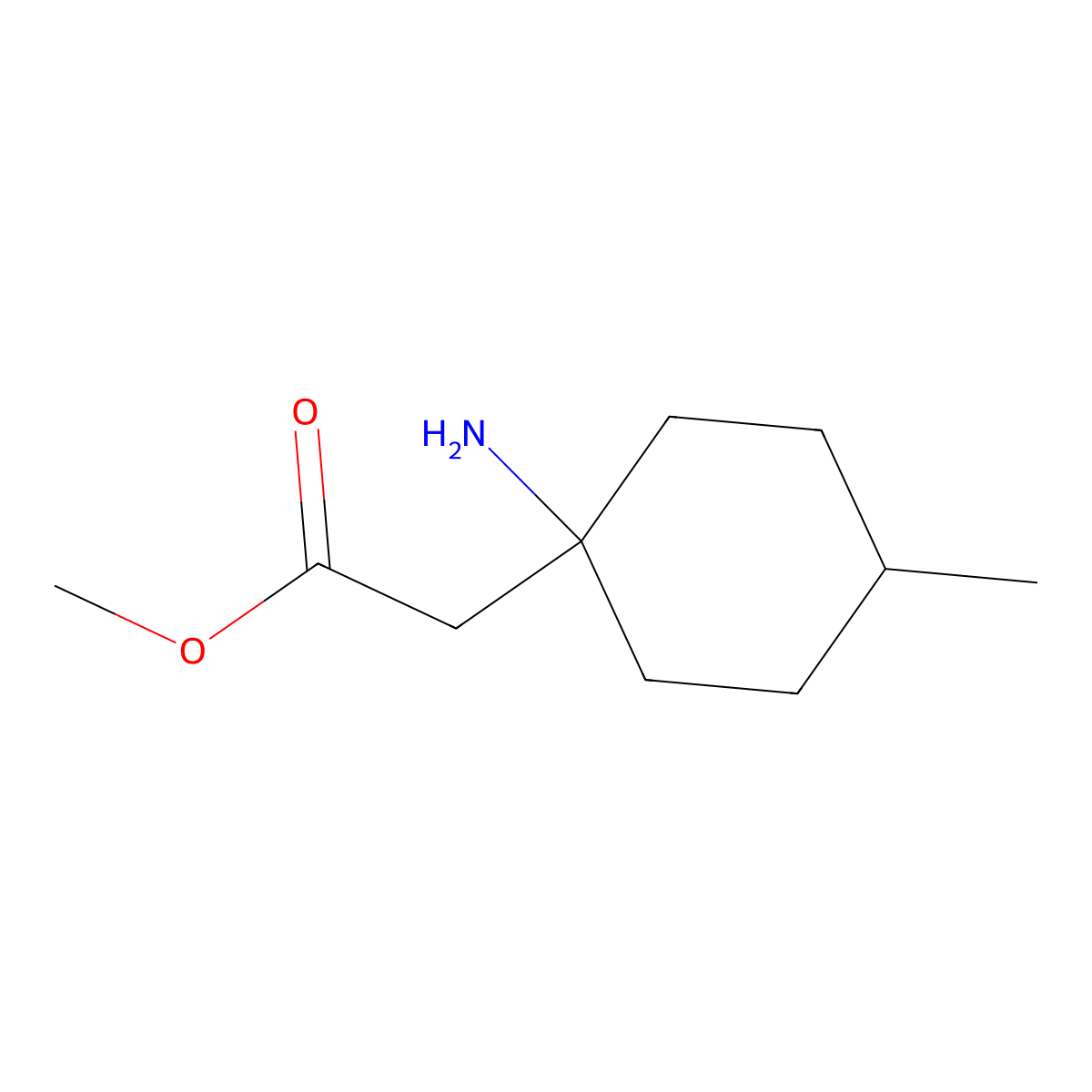 Methyl 2-(1-amino-4-methylcyclohexyl)acetate molecular structure, CAS 1534452-35-1