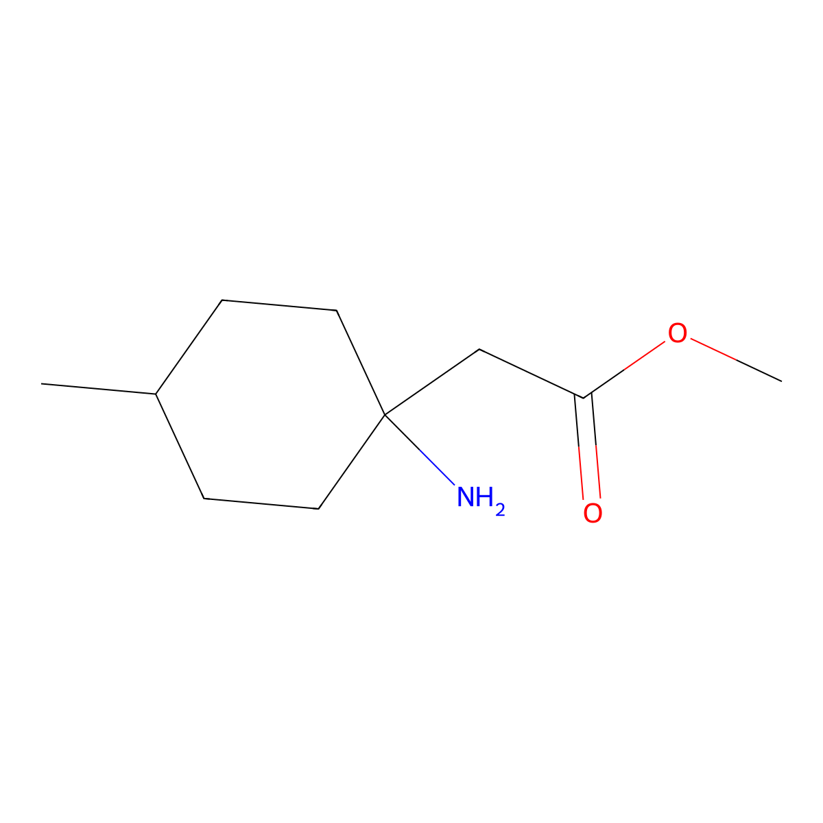 Methyl 2-(1-amino-4-methylcyclohexyl)acetate molecular structure, CAS 1534452-35-1
