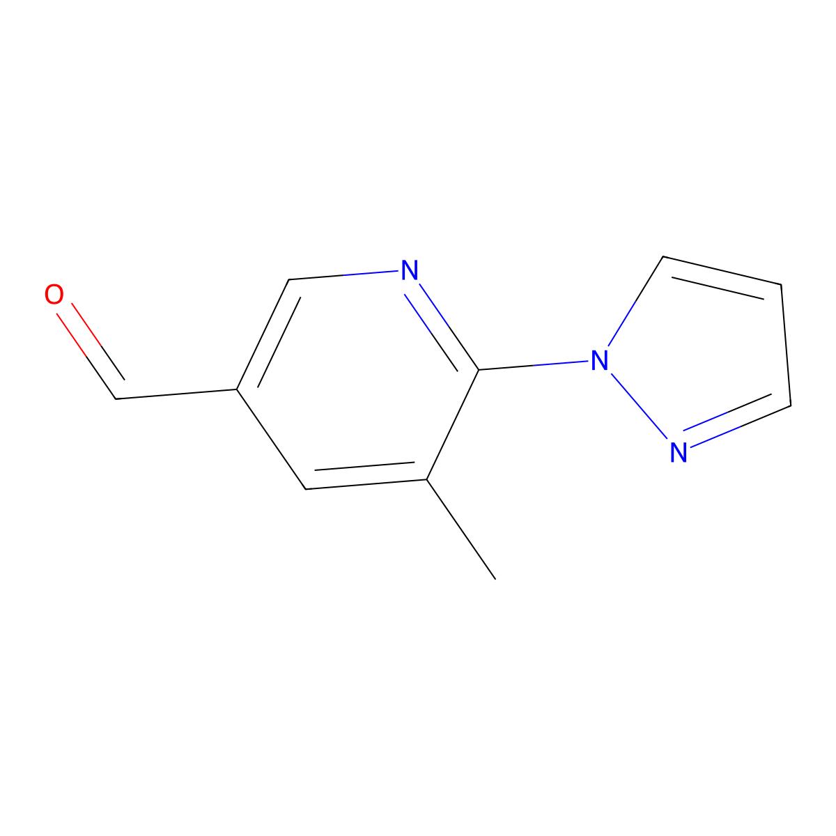 5-methyl-6-(1H-pyrazol-1-yl)pyridine-3-carbaldehyde molecular structure, CAS 1534458-55-3