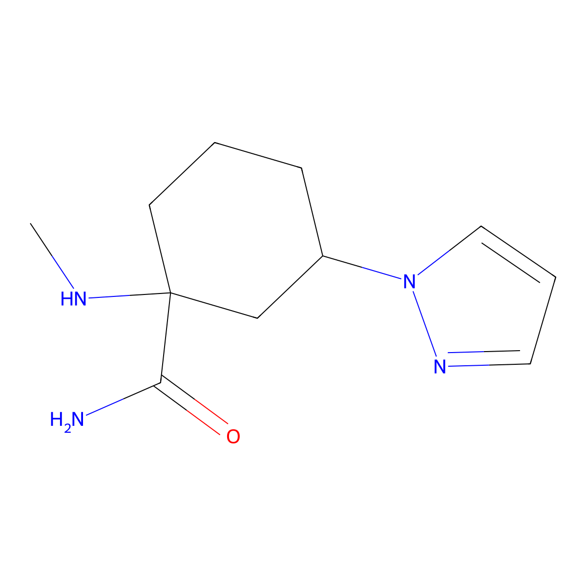 1-(Methylamino)-3-(1h-pyrazol-1-yl)cyclohexane-1-carboxamide molecular structure, CAS 1534462-12-8