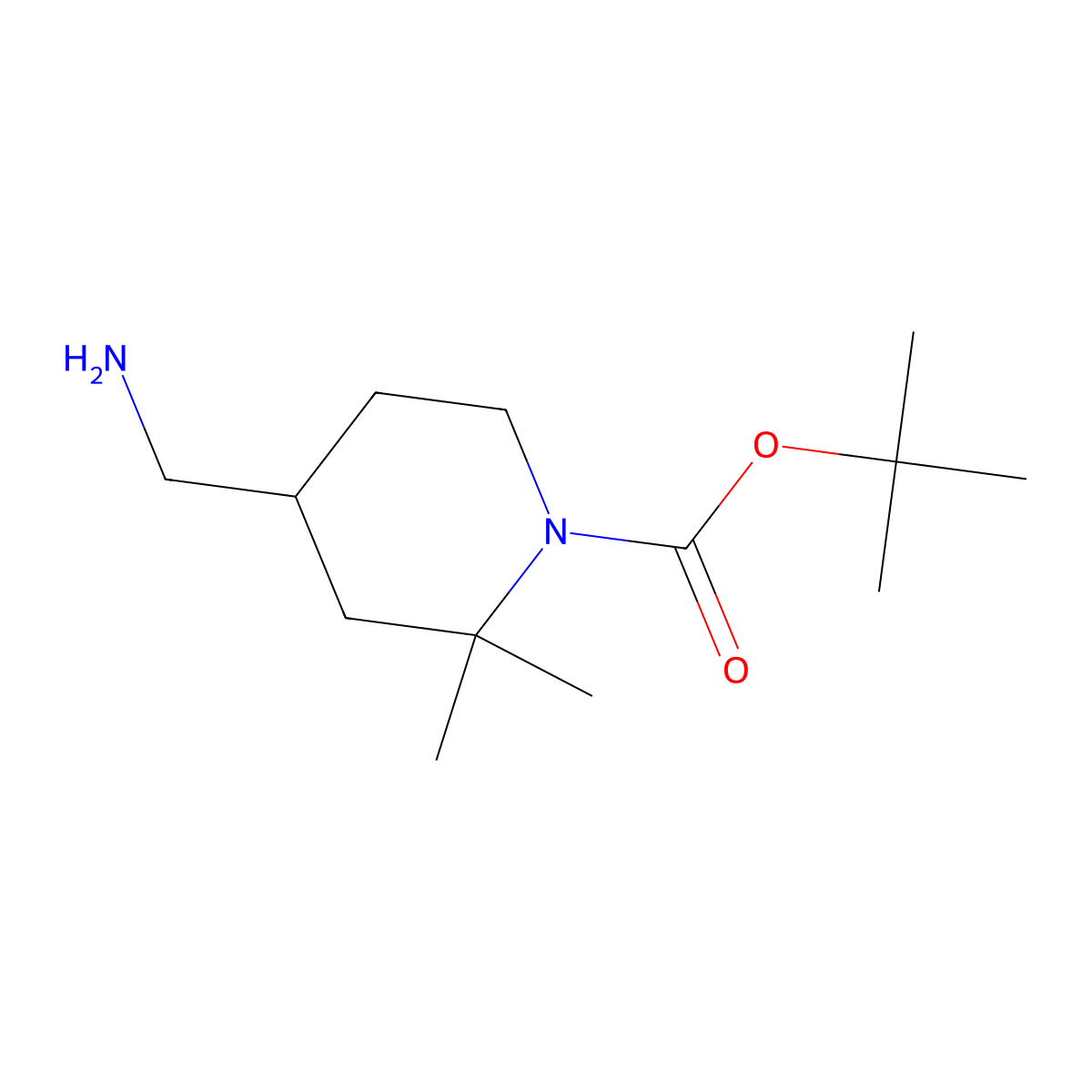 Tert-butyl 4-(aminomethyl)-2,2-dimethylpiperidine-1-carboxylate molecular structure, CAS 1534465-74-1