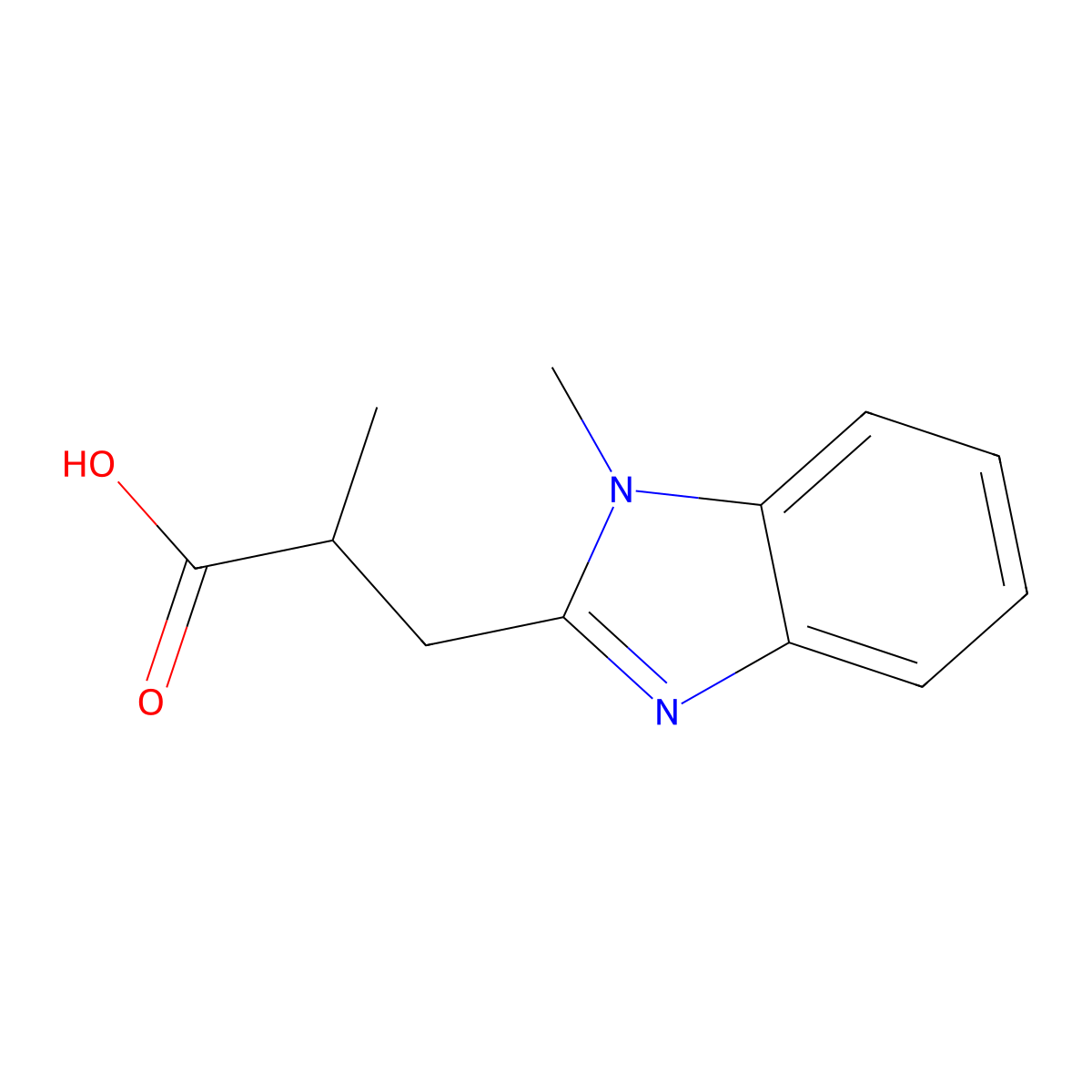 2-Methyl-3-(1-methyl-1h-benzo[d]imidazol-2-yl)propanoic acid molecular structure, CAS 1534470-41-1