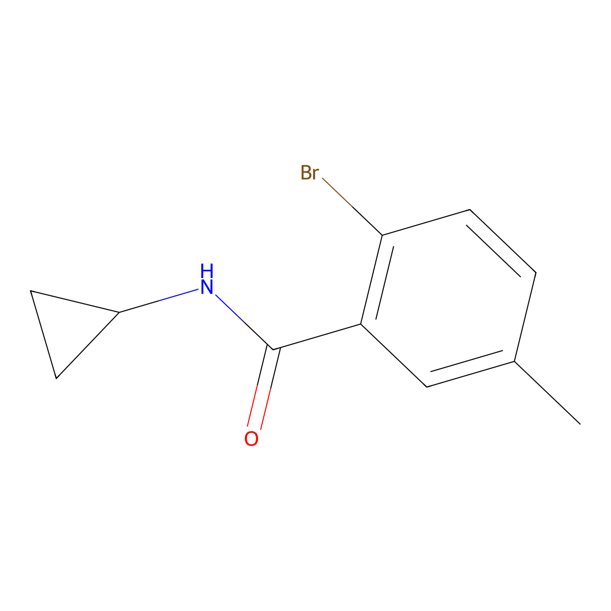 2-bromo-N-cyclopropyl-5-methylbenzamide molecular structure, CAS 1534495-00-5