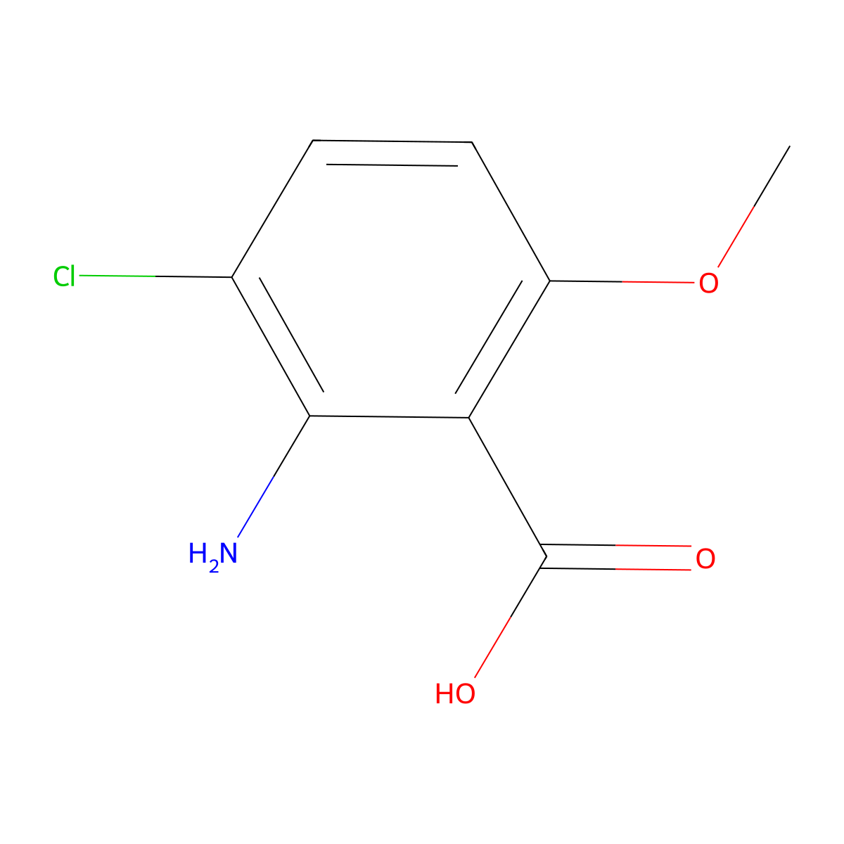 2-Amino-3-chloro-6-methoxybenzoic acid molecular structure, CAS 15345-56-9