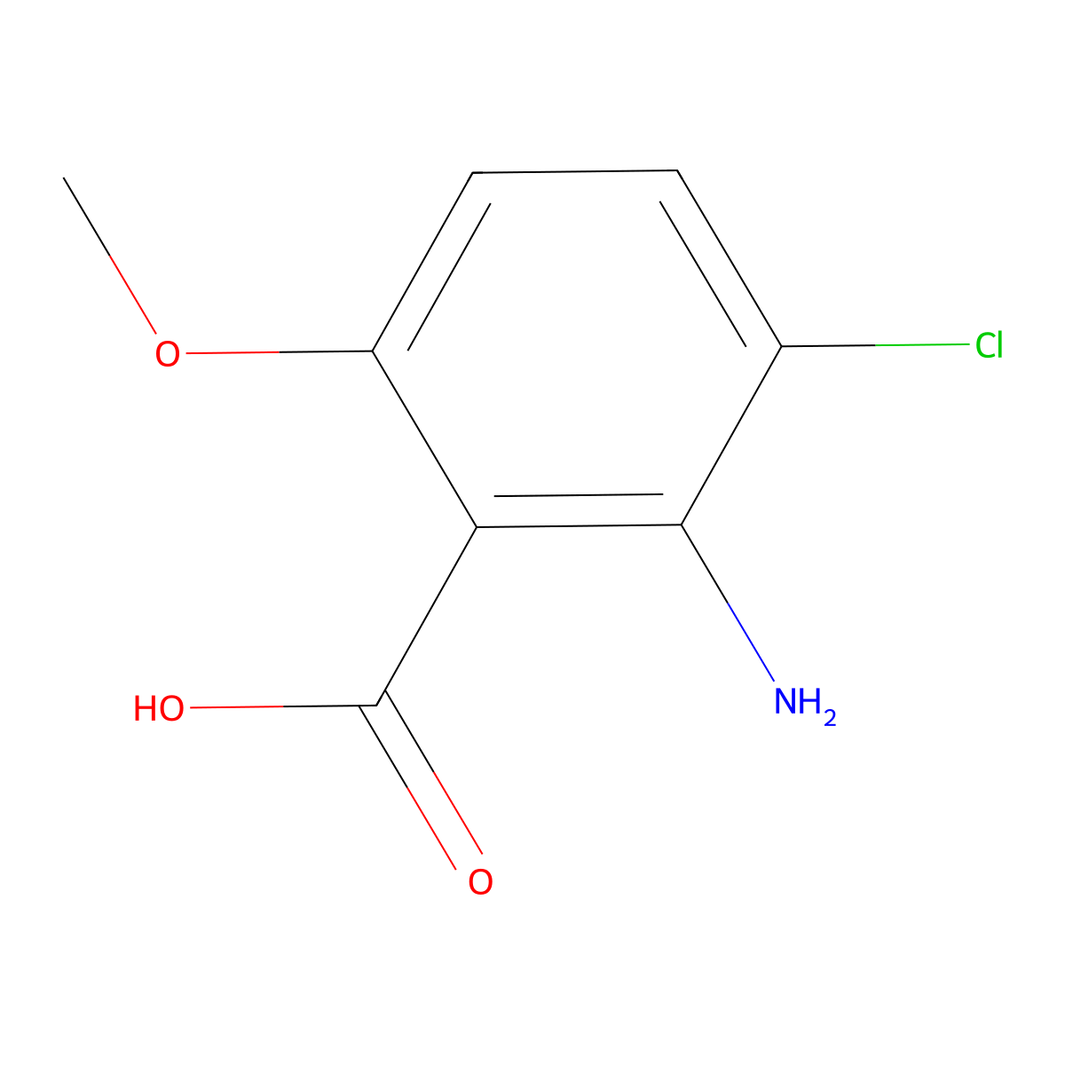 2-Amino-3-chloro-6-methoxybenzoic acid molecular structure, CAS 15345-56-9