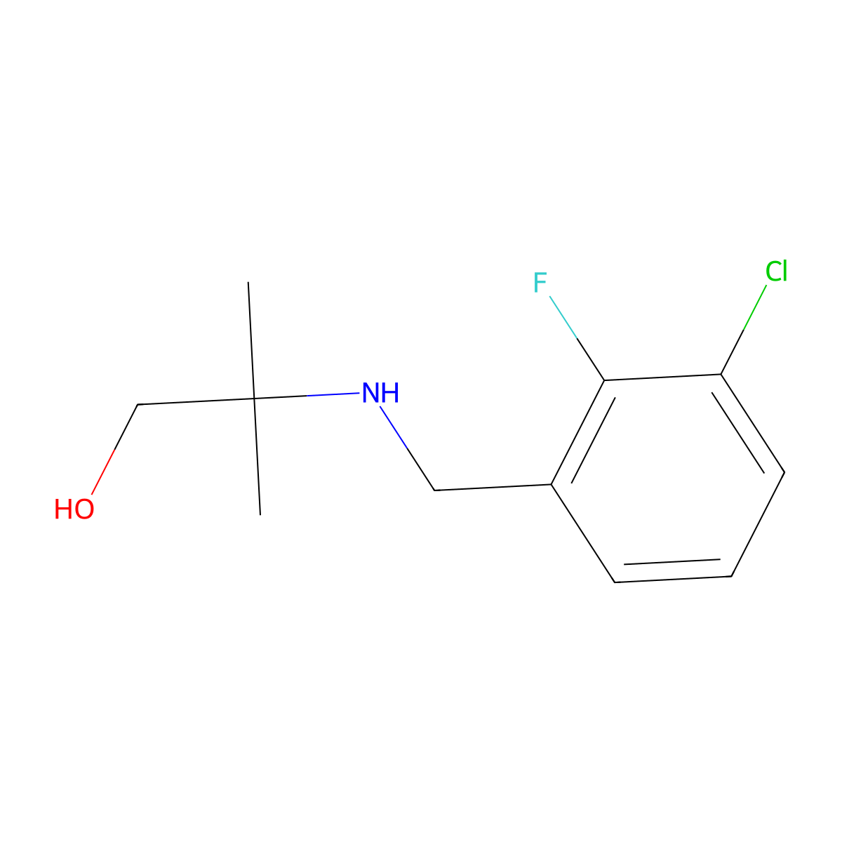 2-{[(3-Chloro-2-fluorophenyl)methyl]amino}-2-methylpropan-1-ol molecular structure, CAS 1534577-96-2