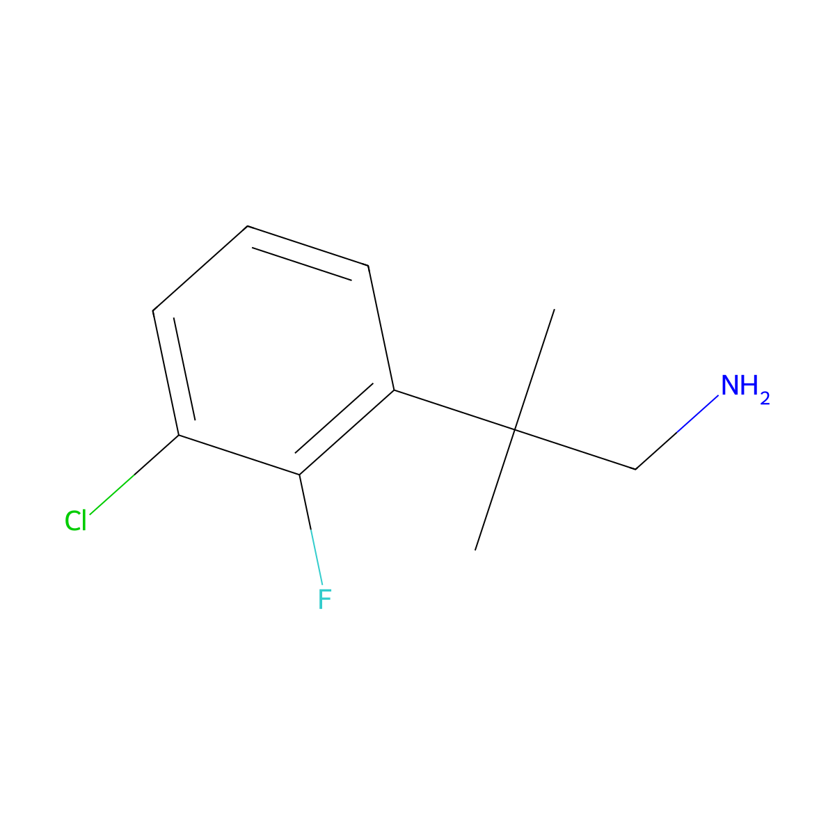 2-(3-Chloro-2-fluorophenyl)-2-methylpropan-1-amine molecular structure, CAS 1534585-66-4