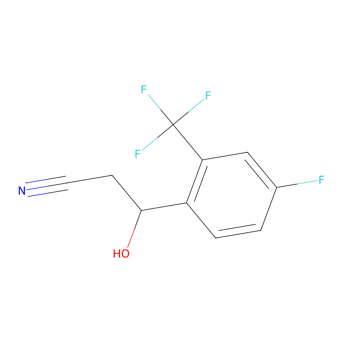 3-[4-Fluoro-2-(trifluoromethyl)phenyl]-3-hydroxypropanenitrile molecular structure, CAS 1534640-50-0