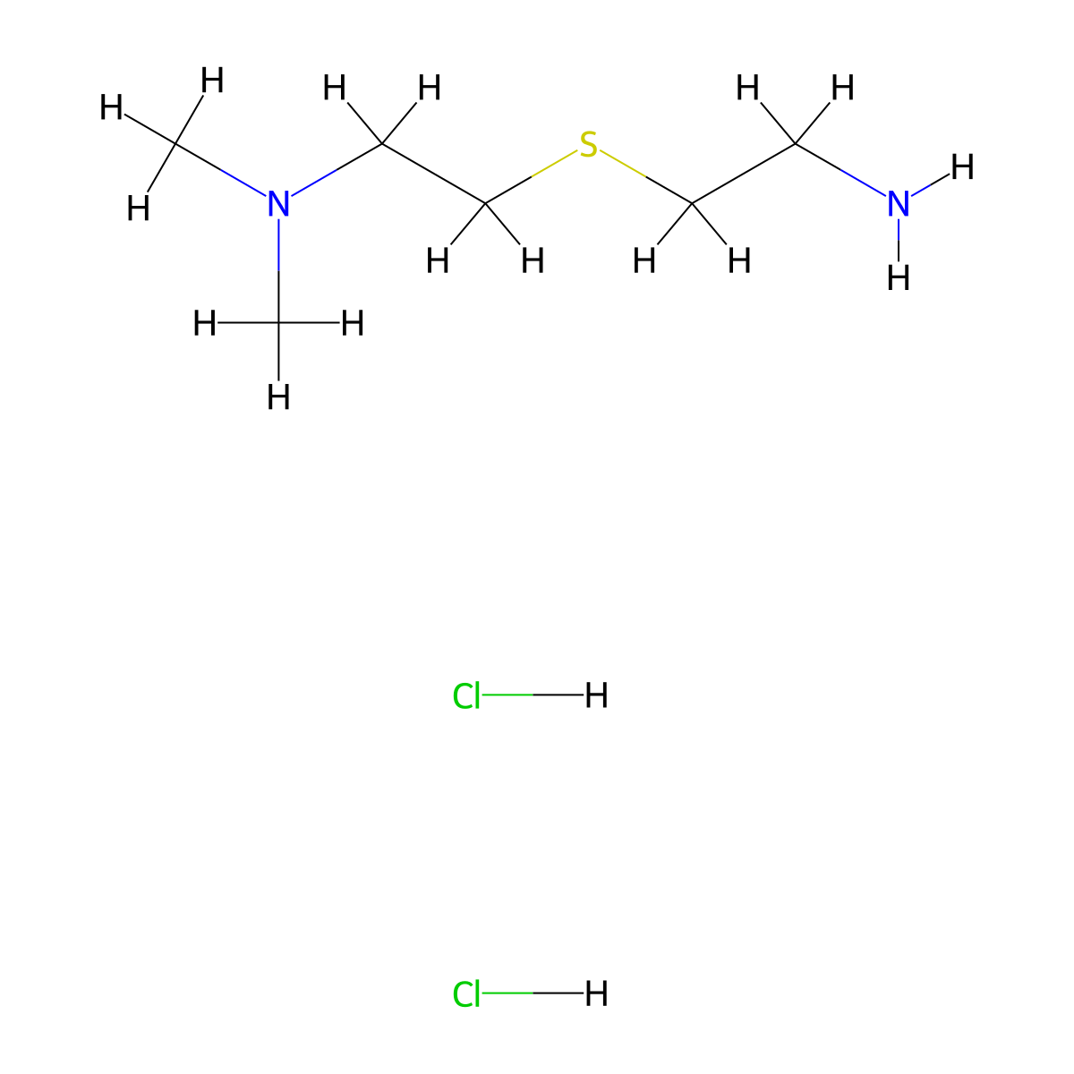 {2-[(2-Aminoethyl)sulfanyl]ethyl}dimethylamine dihydrochloride molecular structure, CAS 153465-39-5