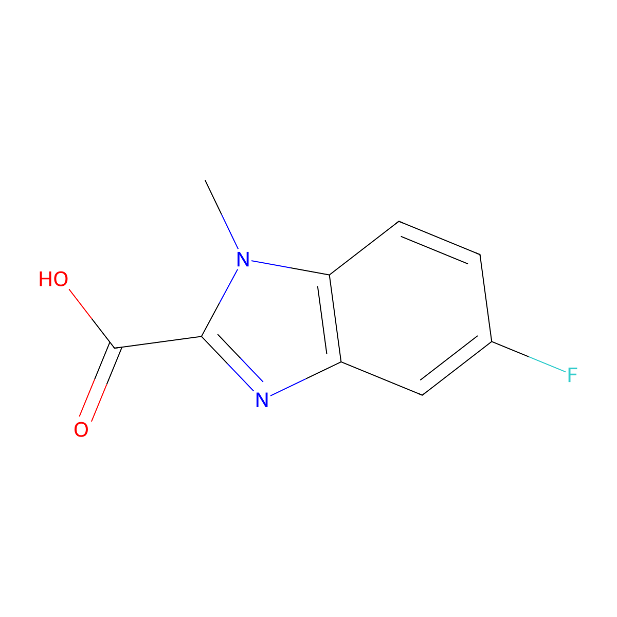 5-fluoro-1-methyl-1H-1,3-benzodiazole-2-carboxylic acid molecular structure, CAS 1534666-72-2