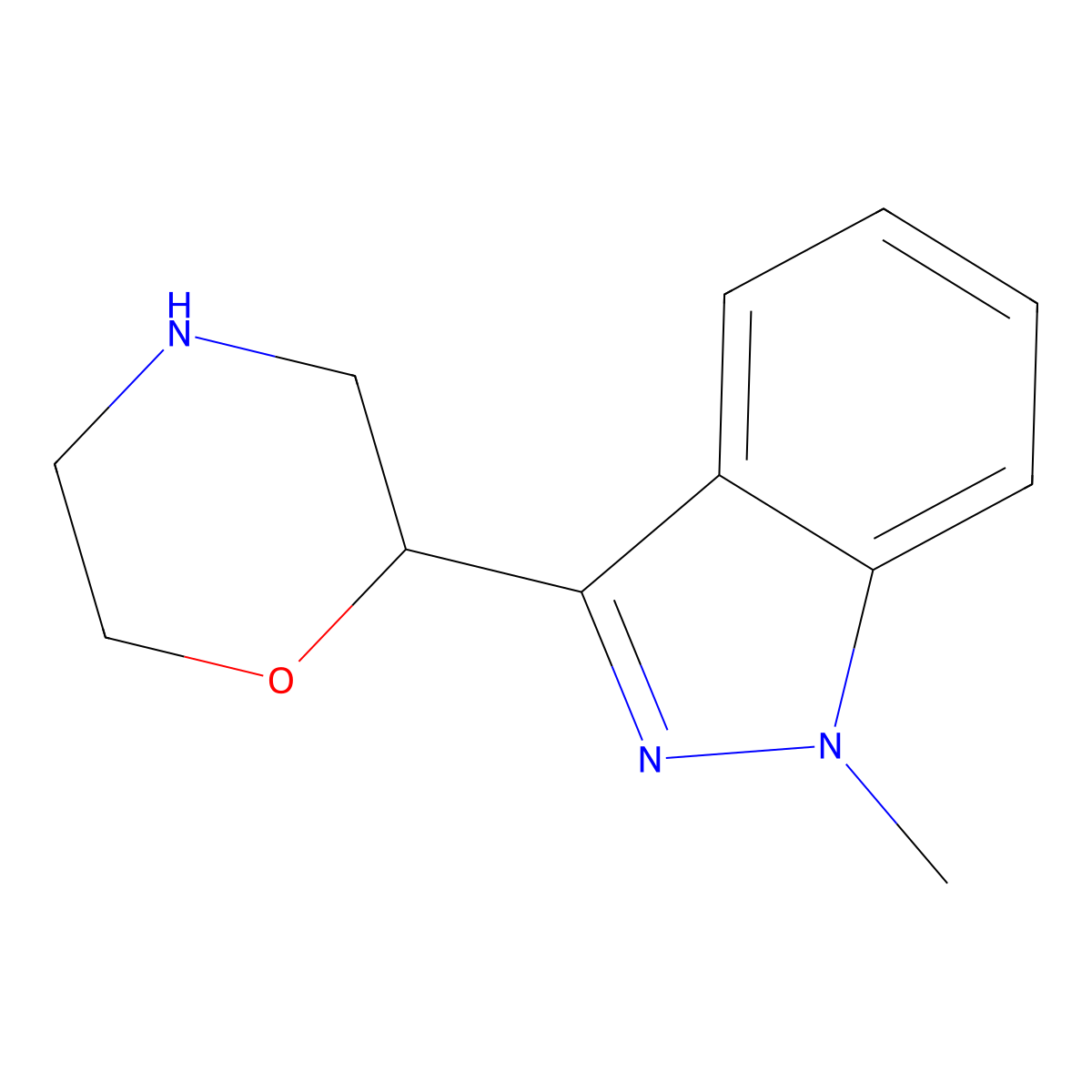 1-methyl-3-(morpholin-2-yl)-1H-indazole molecular structure, CAS 1534694-13-7