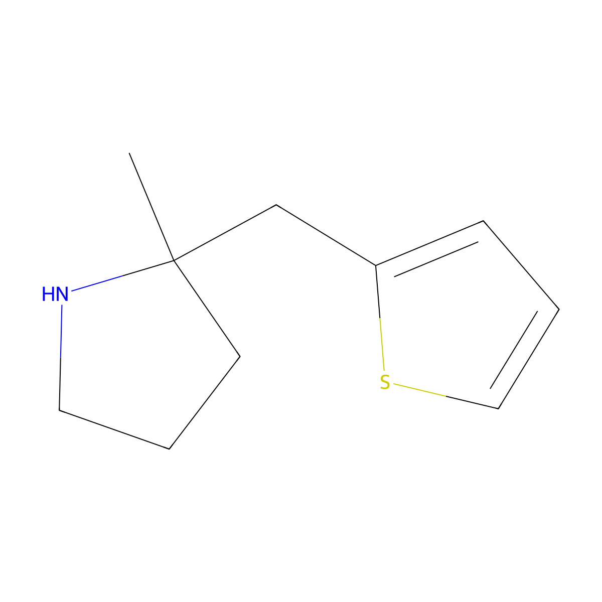 2-Methyl-2-[(thiophen-2-yl)methyl]pyrrolidine molecular structure, CAS 1534698-22-0