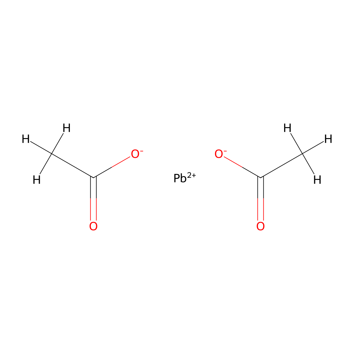 Lead diacetate molecular structure, CAS 15347-57-6