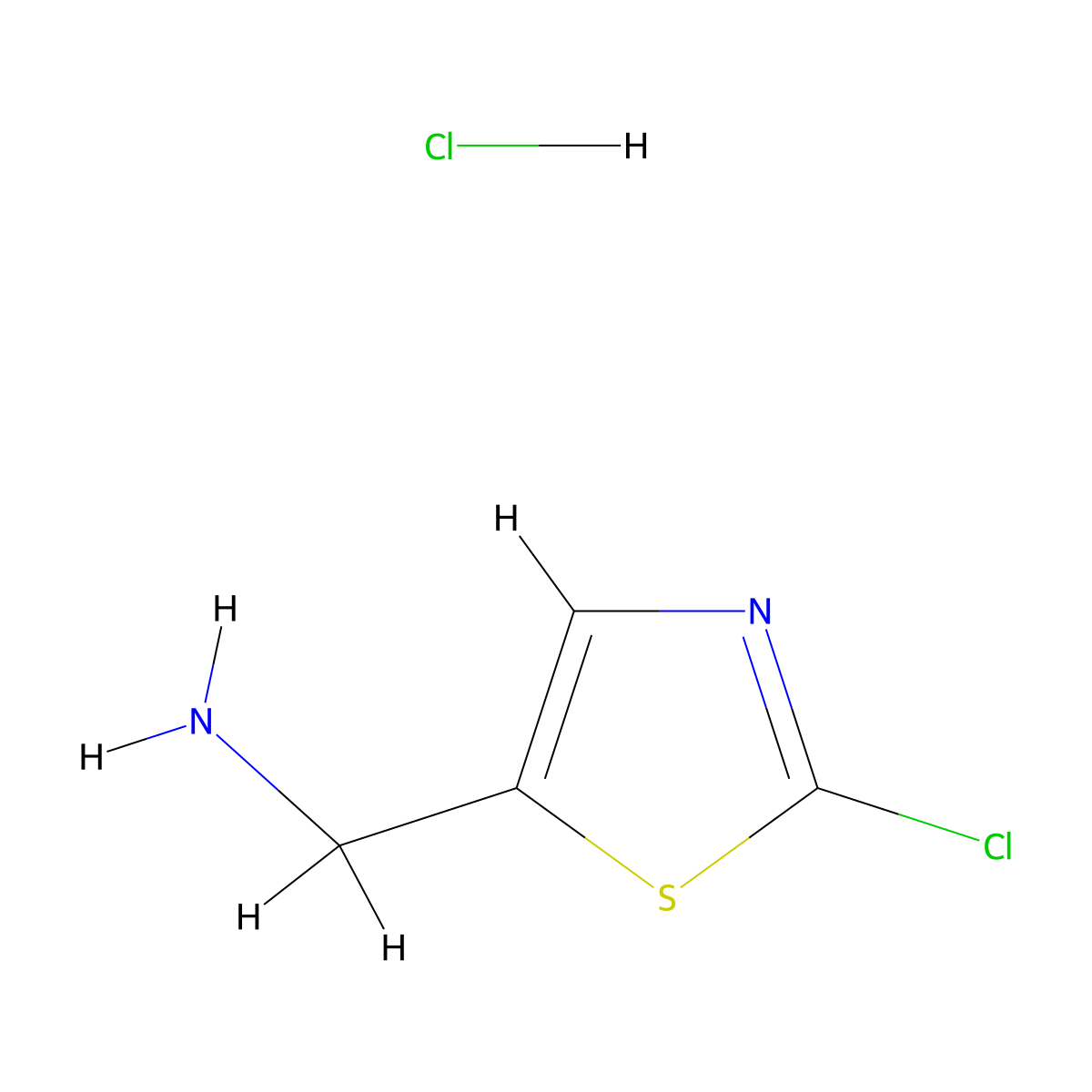 (2-Chloro-1,3-thiazol-5-yl)methanamine hydrochloride molecular structure, CAS 153471-67-1