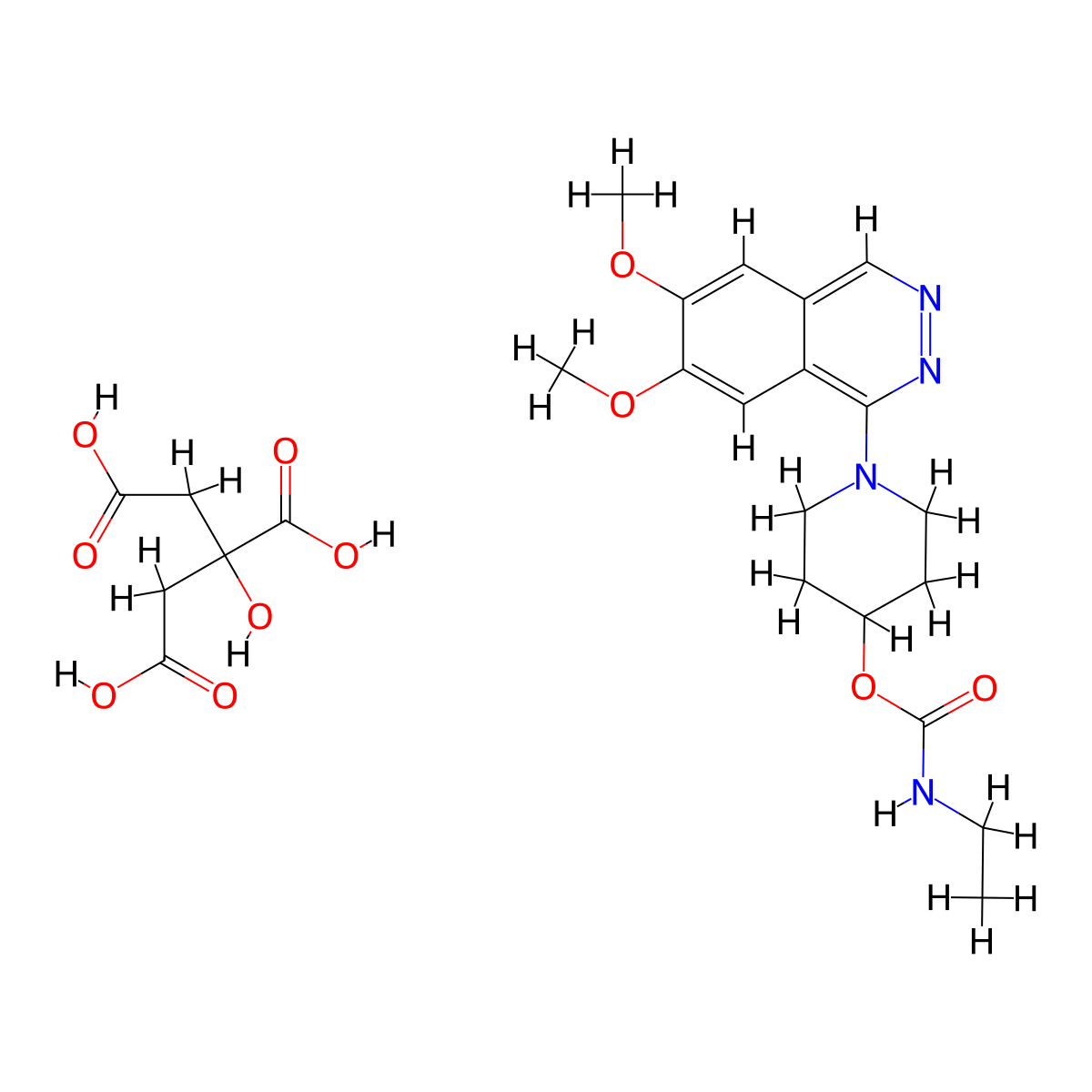 Carbazeran citrate molecular structure, CAS 153473-94-0