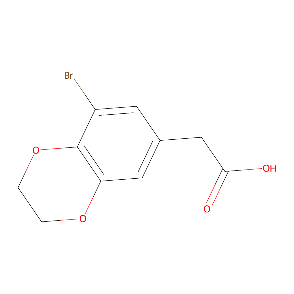 2-(8-Bromo-2,3-dihydro-1,4-benzodioxin-6-yl)acetic acid molecular structure, CAS 1534732-17-6