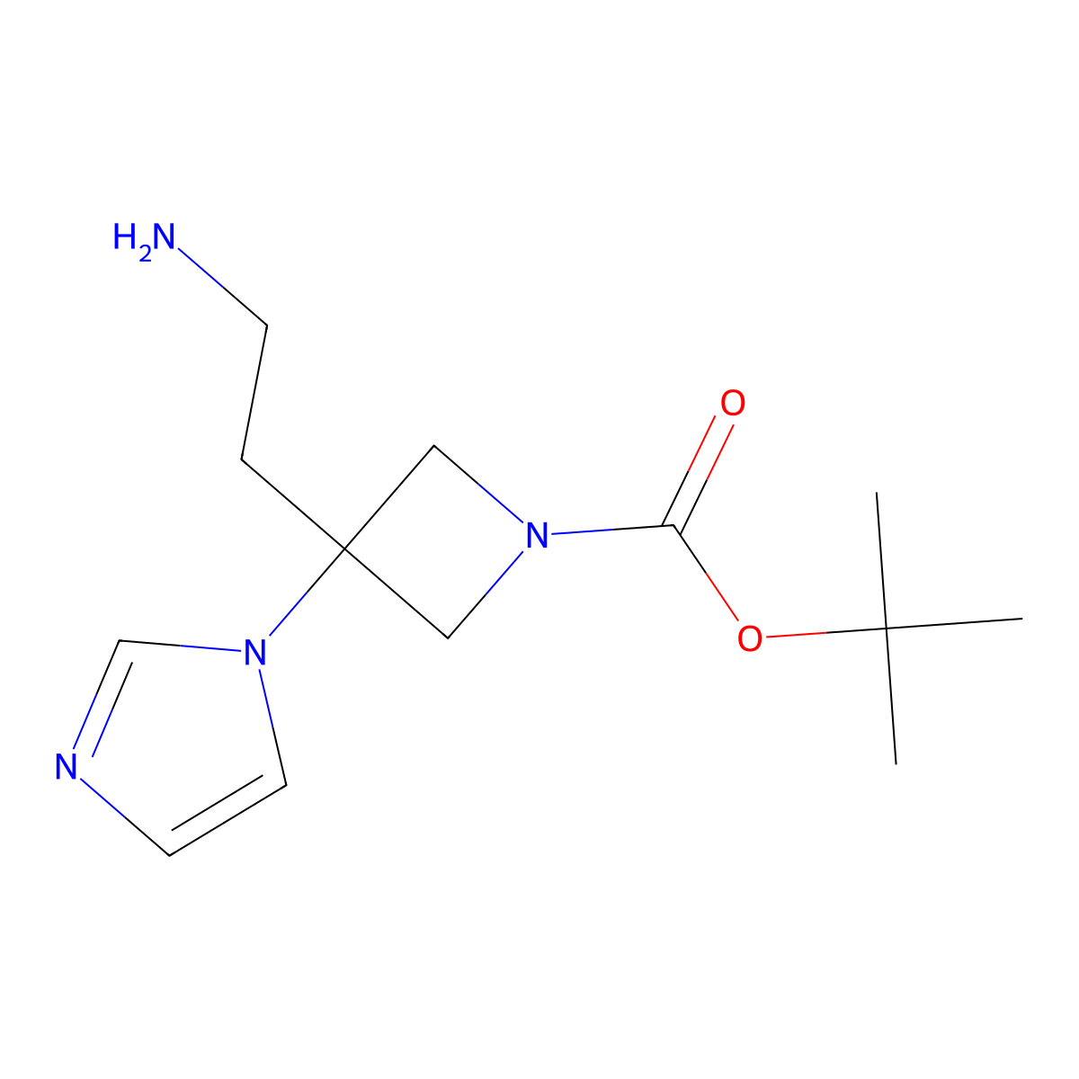 tert-Butyl 3-(2-aminoethyl)-3-(1H-imidazol-1-yl)azetidine-1-carboxylate molecular structure, CAS 1534808-01-9